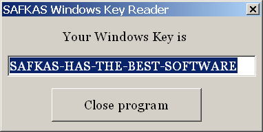 Screenshot vom Programm Windows Key Reader